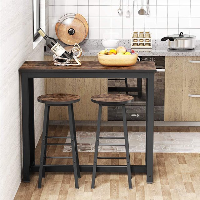Home Decor Products 3 Pieces Dining Table Set 2 Stools Chairs Kitchen Breakfast Dining Bistro set