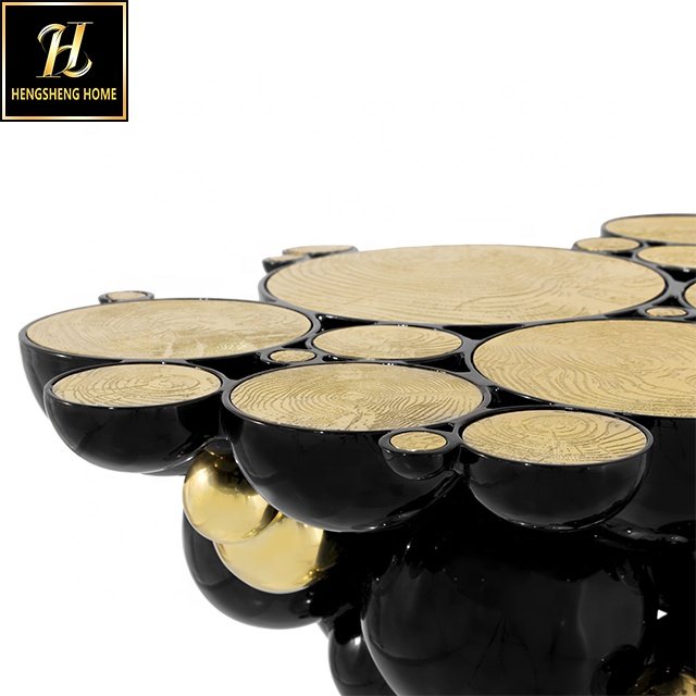 Luxury eettafel Set For 8 Portuguese Latest Design Stainless Steel Oval black Creative bubble Dining table Dining Table