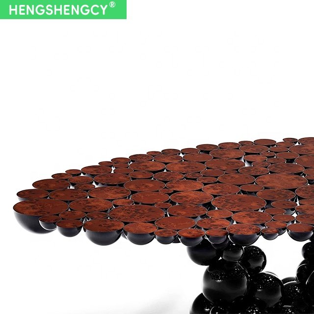 Luxury eettafel Set For 8 Portuguese Latest Design Stainless Steel Oval black Creative bubble Dining table Dining Table