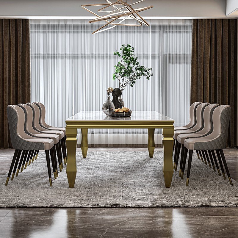 Company Turn key Furniture Project Modern Stylish 160 10 Seater Round Dinning Room Table Sets for Living Room with 8/4 Chairs