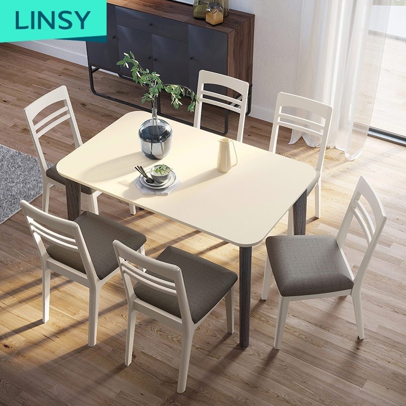 Dining Table Set Pool Glass Modern 4 6 Seater Home Hotel Outdoor Dining Room Furniture Wooden Solid Wood