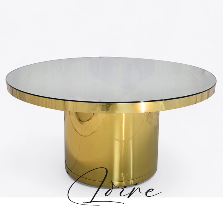 wholesale gold stainless steel dining table hotel restaurant banquet round white top table