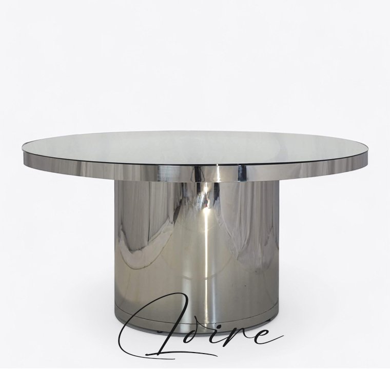 wholesale gold stainless steel dining table hotel restaurant banquet round white top table