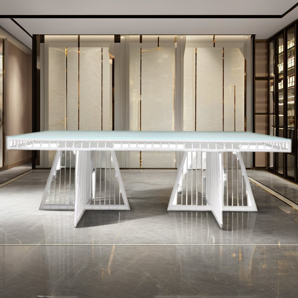 Modern Luxury Glass Stainless Steel Banquet Tables for Weddings and Parties for Dining Rooms Outdoor Spaces Halls