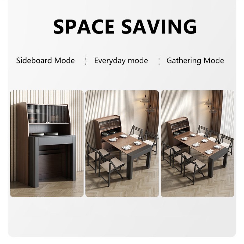 Apartment Furniture Dining Table Multifunctional Folding Wooden Space-Saving Modern Wooden Dining Table Retractable Dining Table