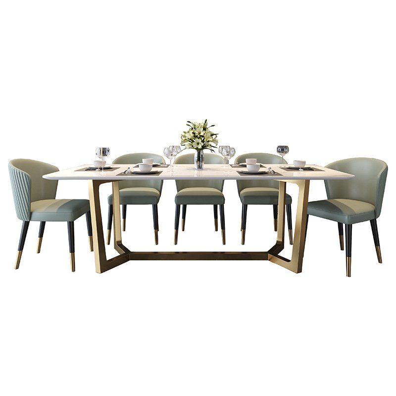 Modern dining table light luxury dining table with stainless steel gold legs dining room furniture