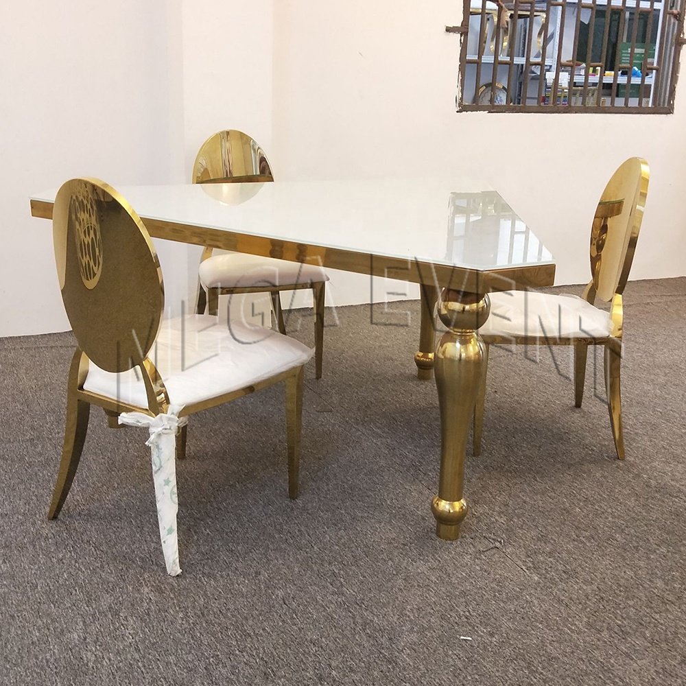 Factory wholesale Stainless steel dining table for event hotel furniture dining table for wedding triangle glass dining table