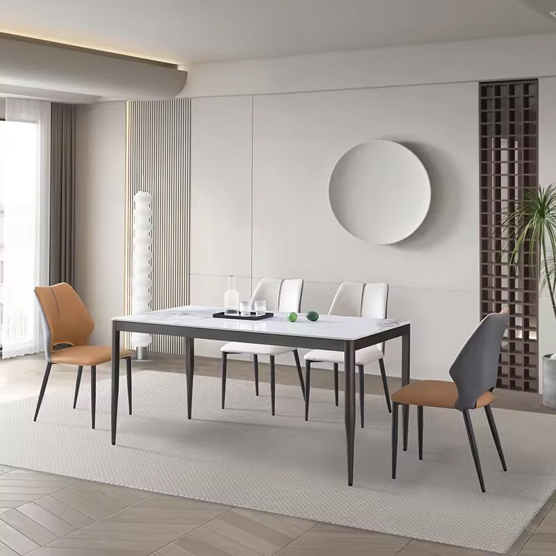 China Wholesale Price White Modern Nordic Luxury Hotel Furniture Dining Room 6 Seater Sintered Stone Top Square Dining Tables