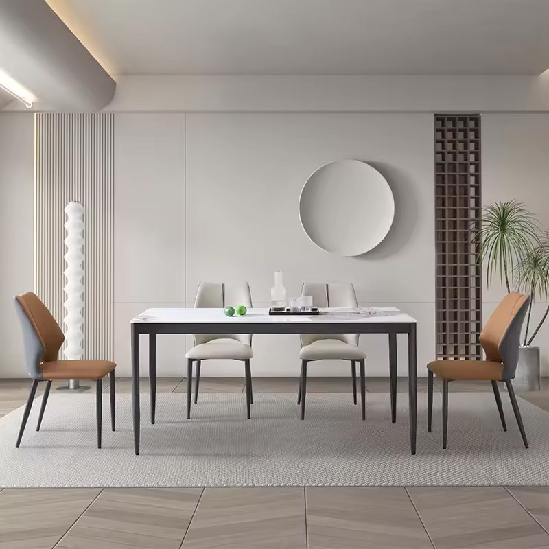 China Wholesale Price White Modern Nordic Luxury Hotel Furniture Dining Room 6 Seater Sintered Stone Top Square Dining Tables