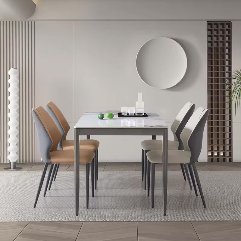 China Wholesale Price White Modern Nordic Luxury Hotel Furniture Dining Room 6 Seater Sintered Stone Top Square Dining Tables