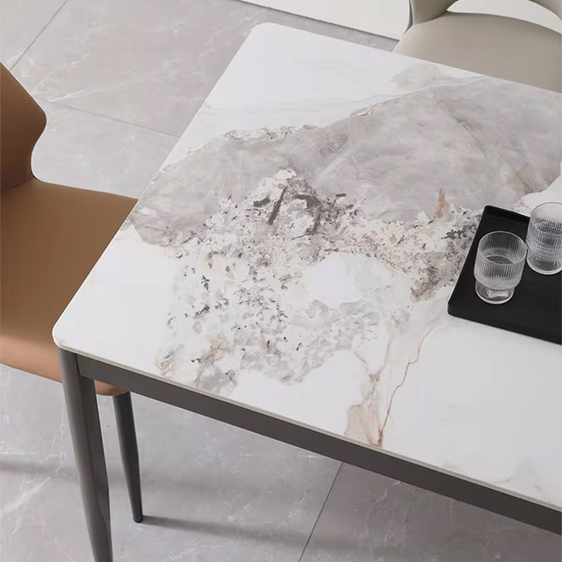 China Wholesale Price White Modern Nordic Luxury Hotel Furniture Dining Room 6 Seater Sintered Stone Top Square Dining Tables