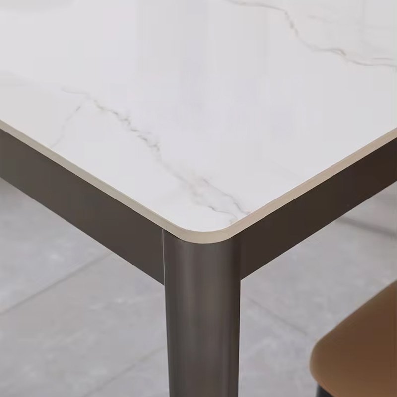China Wholesale Price White Modern Nordic Luxury Hotel Furniture Dining Room 6 Seater Sintered Stone Top Square Dining Tables