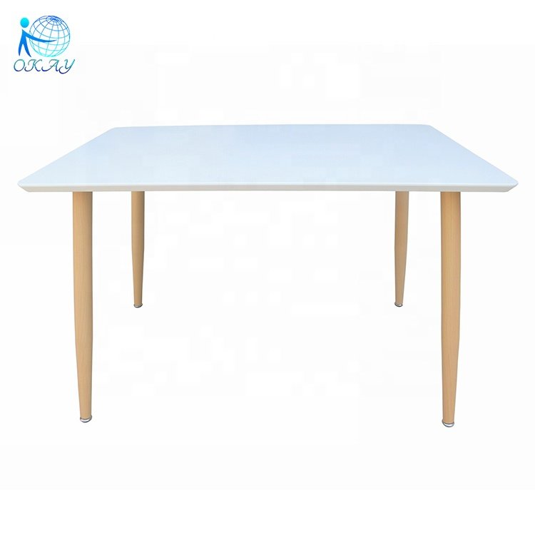 wholesale cheap oak dining table furniture metal leg MDF kitchen modern dinner table
