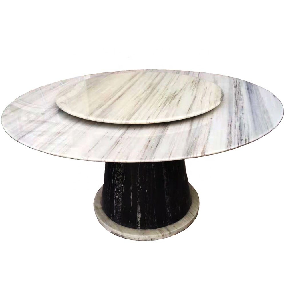 Concrete Dining Room Furniture Luxury Home Furniture 8 Seater Round Marble Dining Table With Column Base