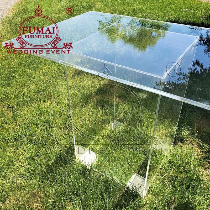 Luxury Hotel Banquet Dining Event Furniture Clear Plexiglass Crystal Acrylic Sweetheart Table