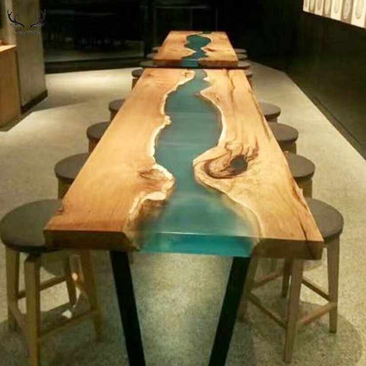 New design epoxy resin table top luxury vintage river table epoxy for living room