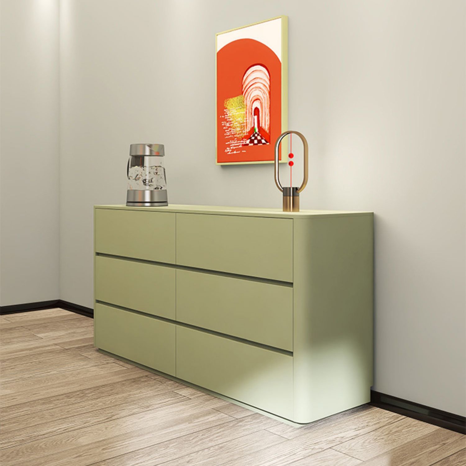 High Quality Nordic Style Hotel Decor Modern Round Wood Side Table White Sideboard Home Furniture Sideboard