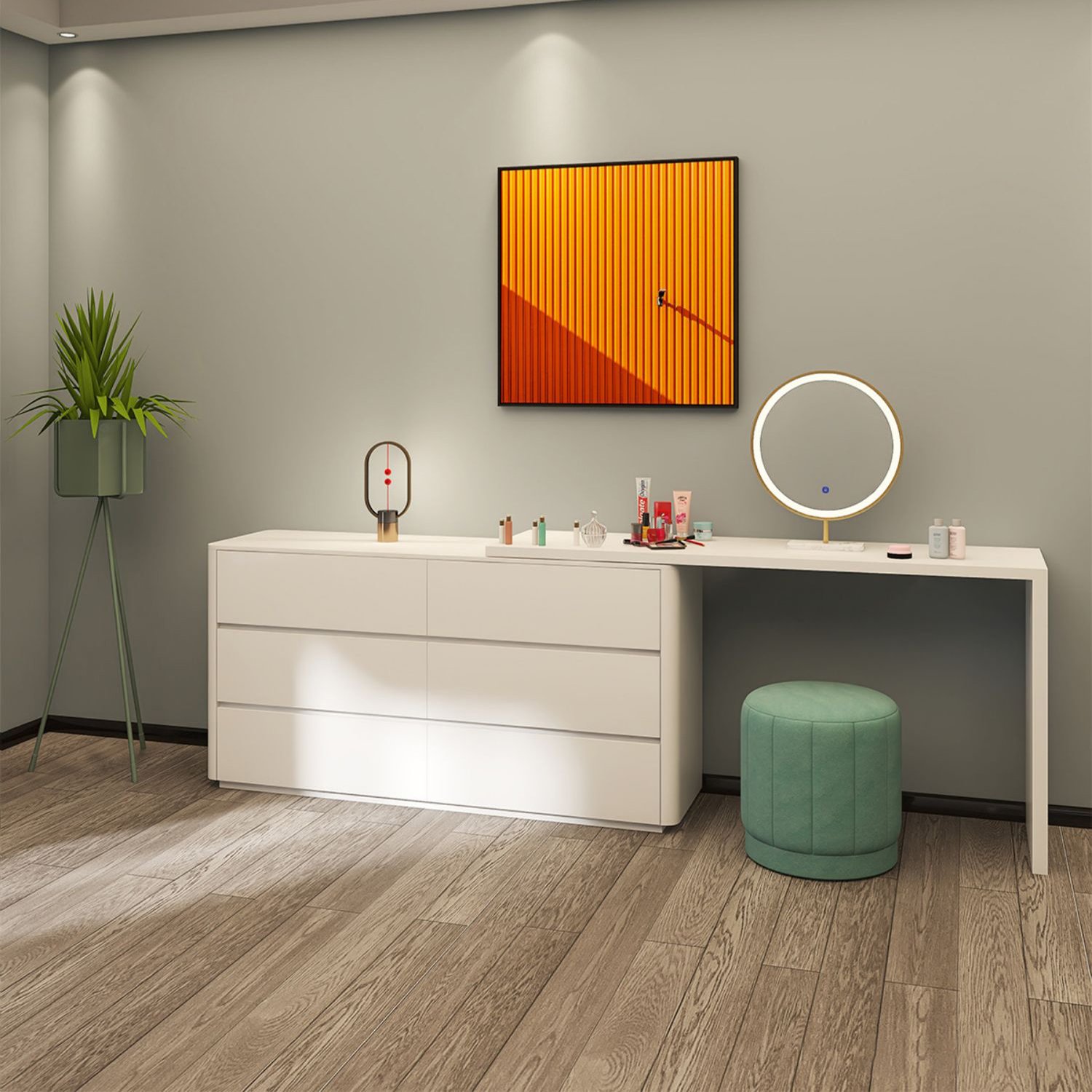 High Quality Nordic Style Hotel Decor Modern Round Wood Side Table White Sideboard Home Furniture Sideboard