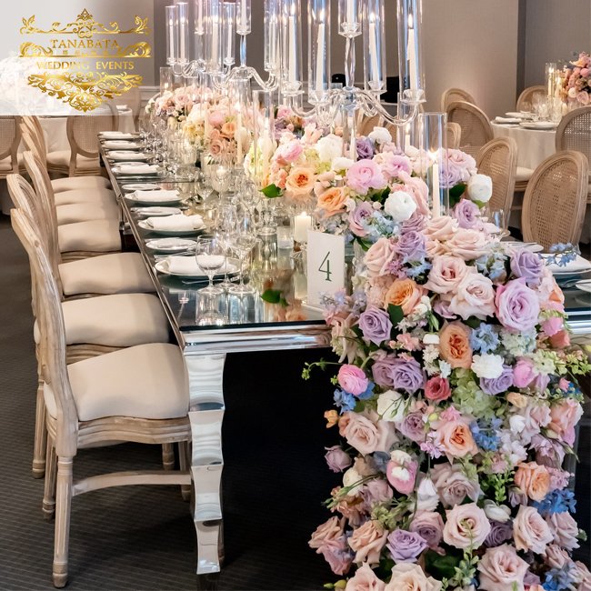 Gold Stainless Steel Rectangular Wedding Dining Table For Event Party Decorations