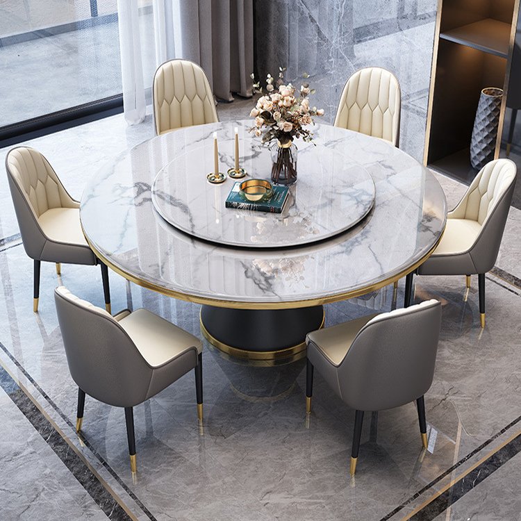 Foshan furniture hot selling dining table set luxury dining room furniture table and chairs round marble dining table