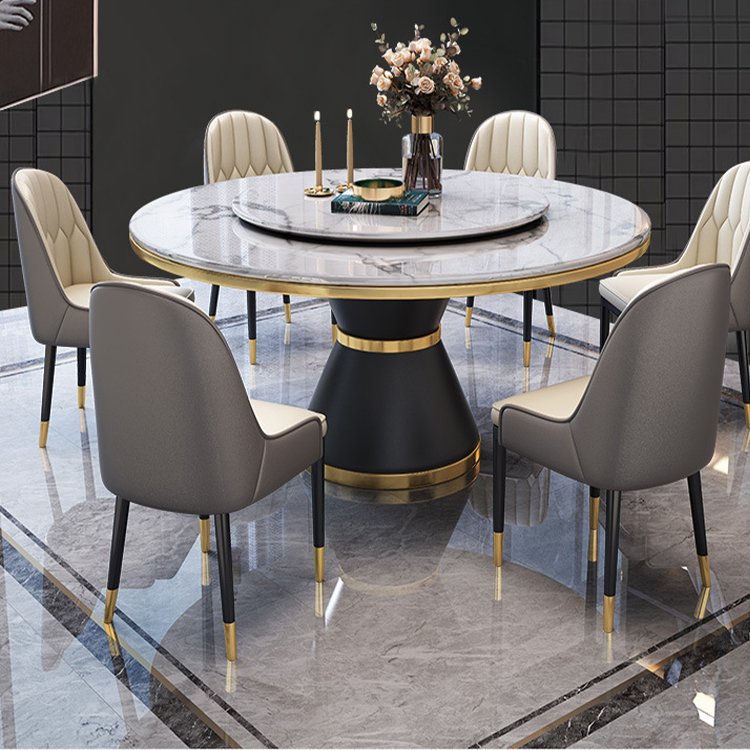 Foshan furniture hot selling dining table set luxury dining room furniture table and chairs round marble dining table