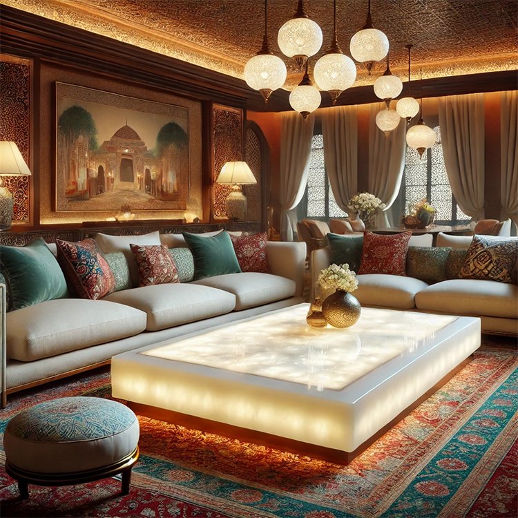 Arabic Style Dining Table SA Household Home Coffee Table Hotel Restaurant Furniture Saudi Arabia Custom Natural Marble Table