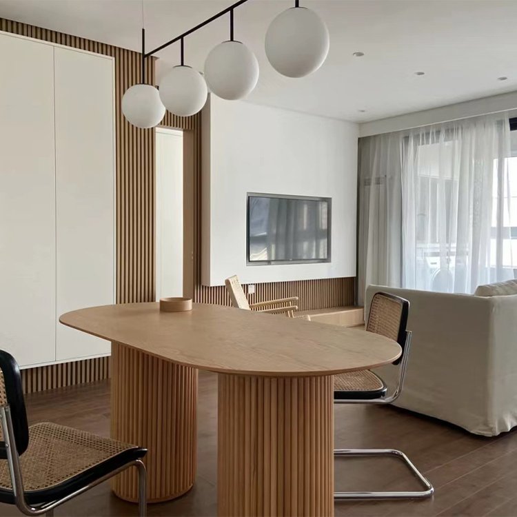 Contempo high quality modern oak long natural wooden legs solid modern wood dining table