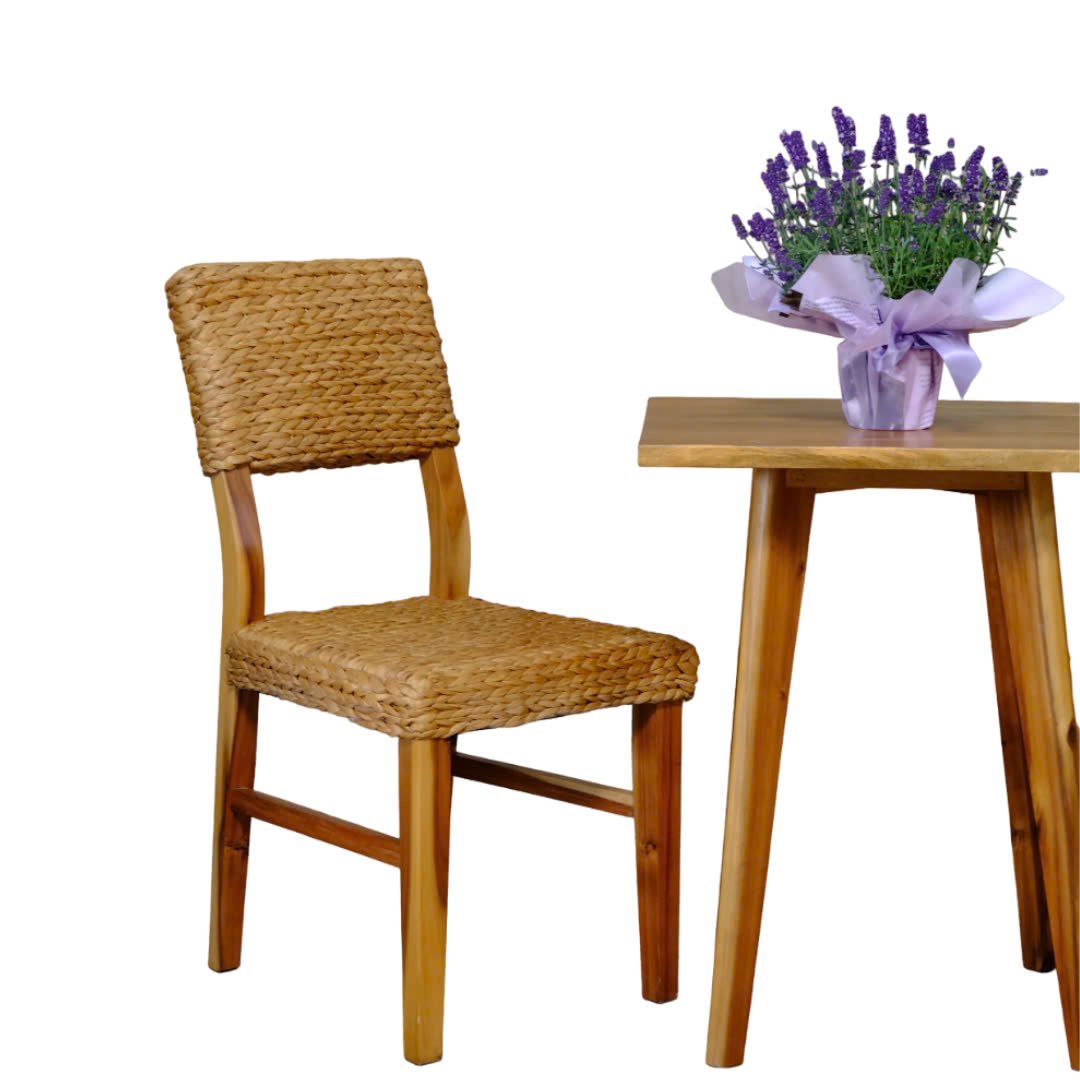 Handicraft Square Coffee Table Chair Set Rustic Style Rattan/Water Hyacinth Wicker Dining Home Living Room Office Building