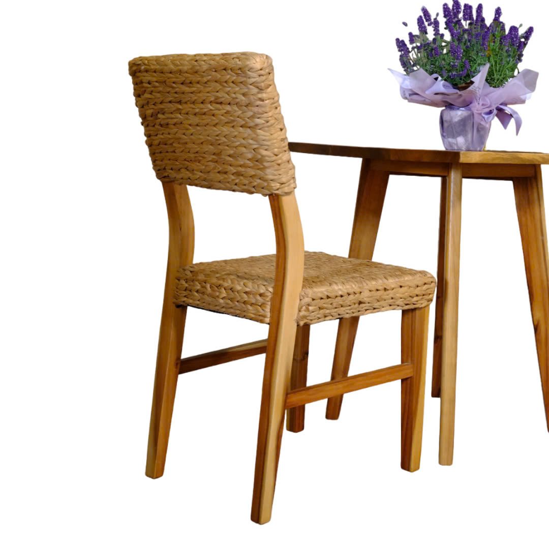 Handicraft Square Coffee Table Chair Set Rustic Style Rattan/Water Hyacinth Wicker Dining Home Living Room Office Building