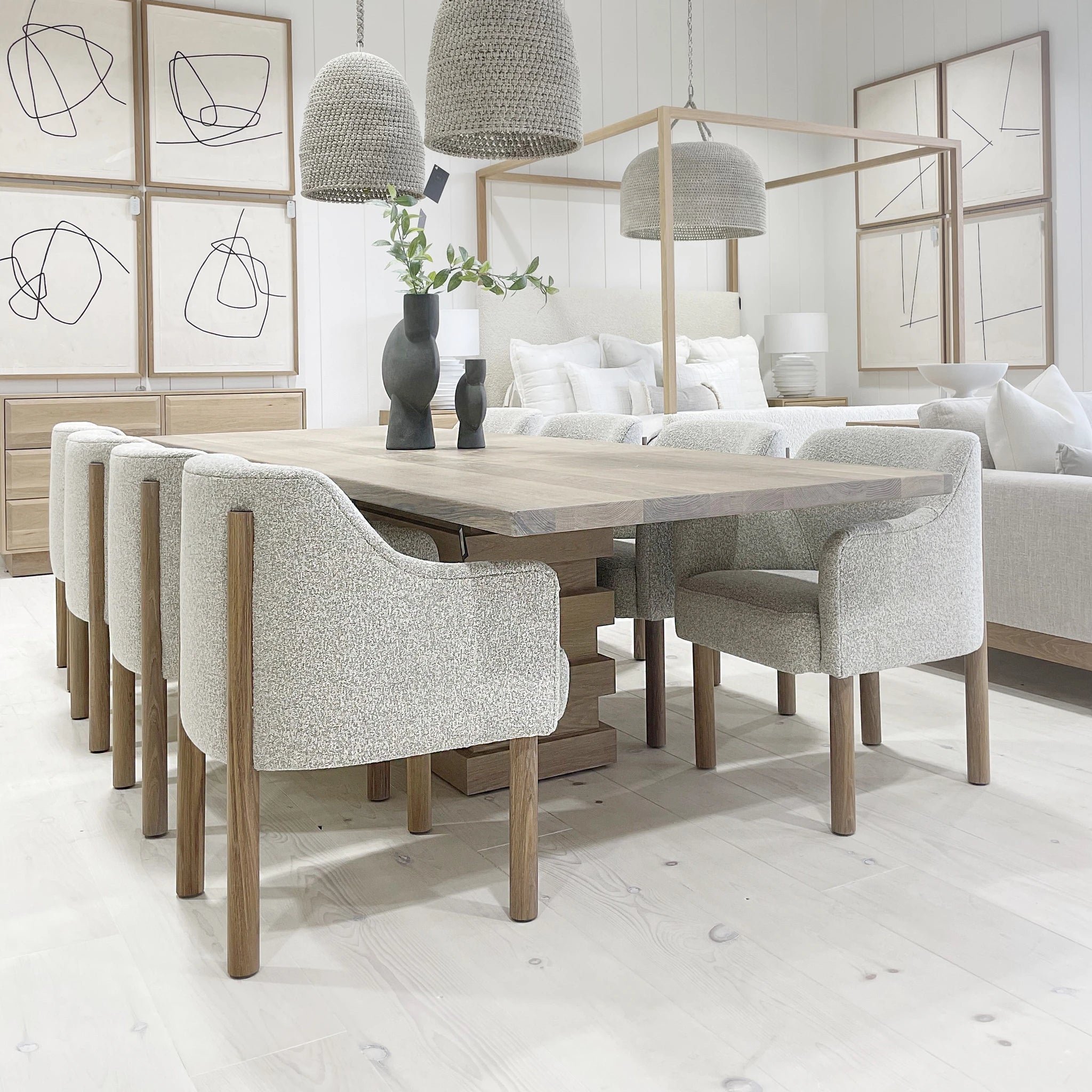 Luxury Antique Vintage Solid Oak Wood Rectangle Dining Table Set Contemporary Design Home Dining Room Apartment Restaurant Use