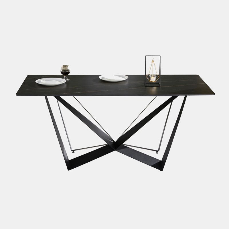 Minimalist Unique Style Modern Rectaurant Dinning Table Sets Black Stone Top Luxury Dining Table With Chair
