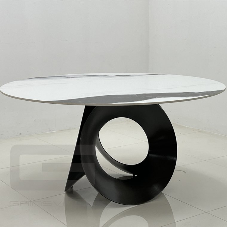 Hot Sale Modern Slate And Marble Top Dining Table Set With Gold Stainless Steel Frame For Dining Room Furniture