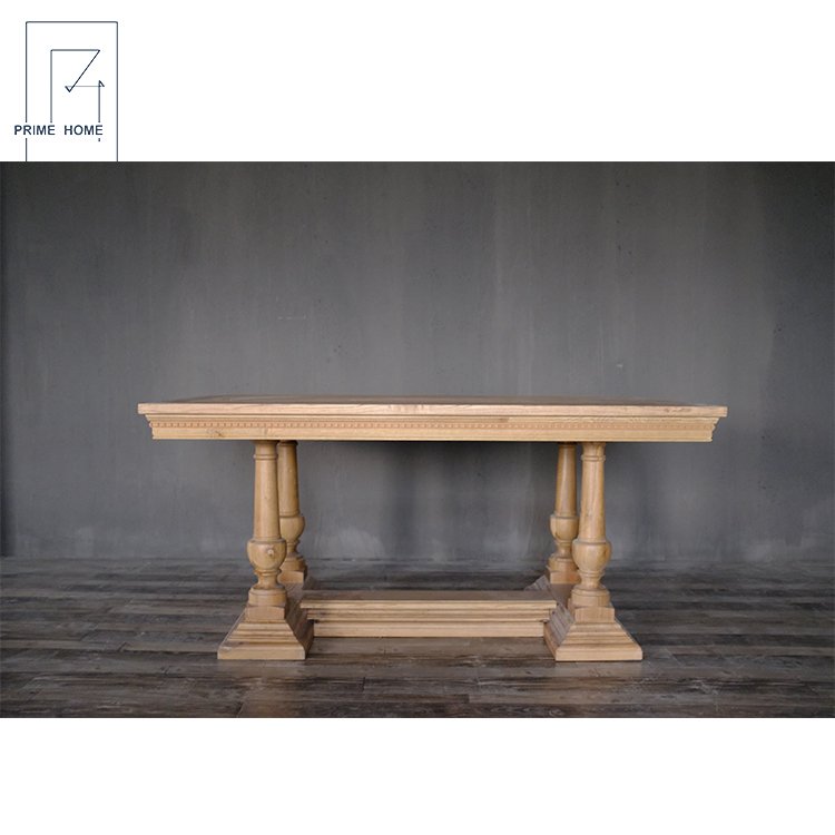 Good Quality Oak wood rustic farmhouse rectangular trestle events extensible dining