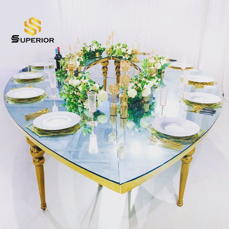 2023 banquet oval dining centre de tables party rental furniture mirror table top wedding table for event