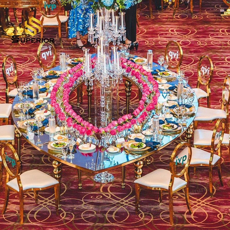 2023 banquet oval dining centre de tables party rental furniture mirror table top wedding table for event