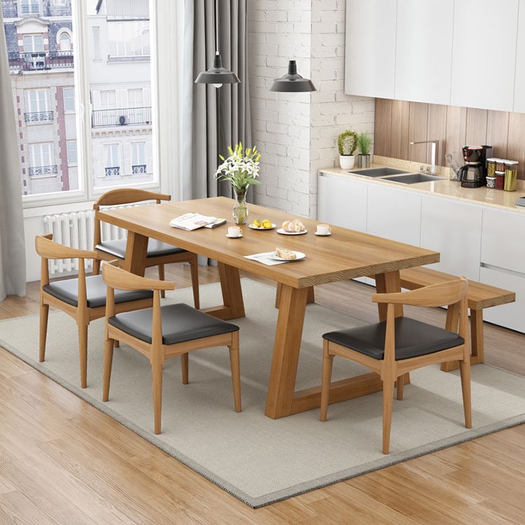 Modern hotel restaurant simple dining table solid wood family dining table Living room simple table and chair combination