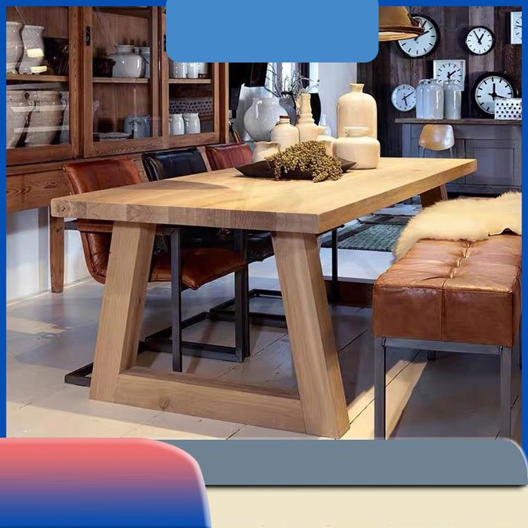 Modern hotel restaurant simple dining table solid wood family dining table Living room simple table and chair combination