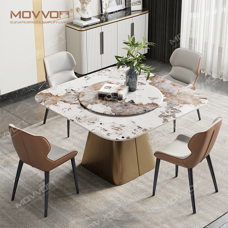 Luxury Rectangular Dining Table Durable Stainless Steel Glass Furniture for Home Living Room Hotel Minimalist Apartment