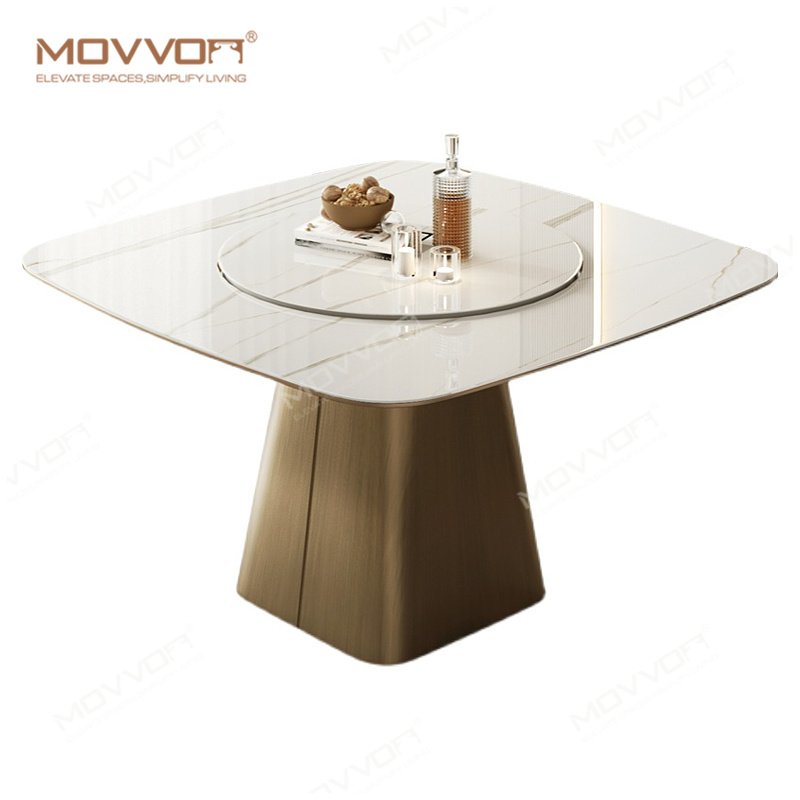 Luxury Rectangular Dining Table Durable Stainless Steel Glass Furniture for Home Living Room Hotel Minimalist Apartment