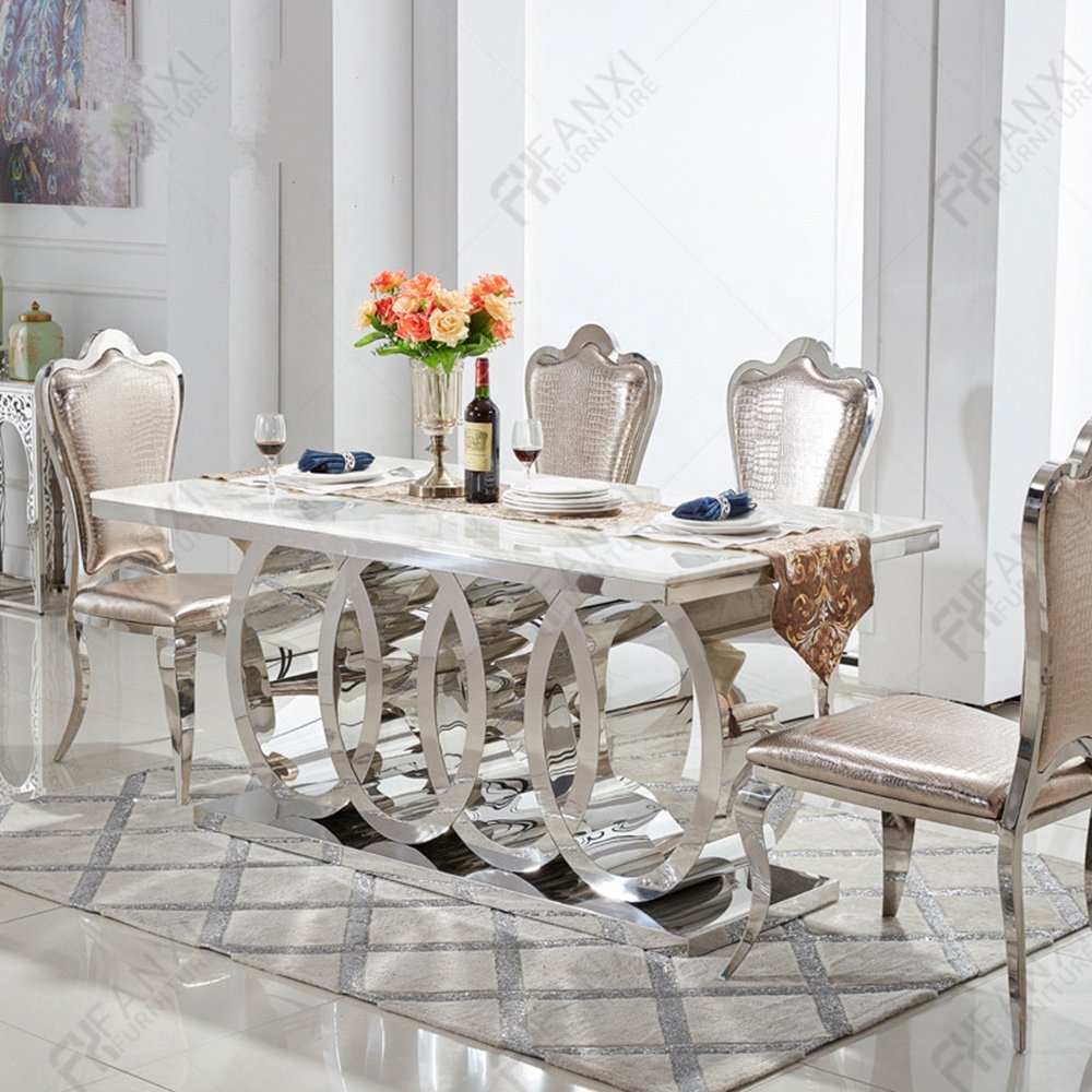 Living room furniture factory modern dinning table and chair set luxury marble dining table set 6 seater dining tables