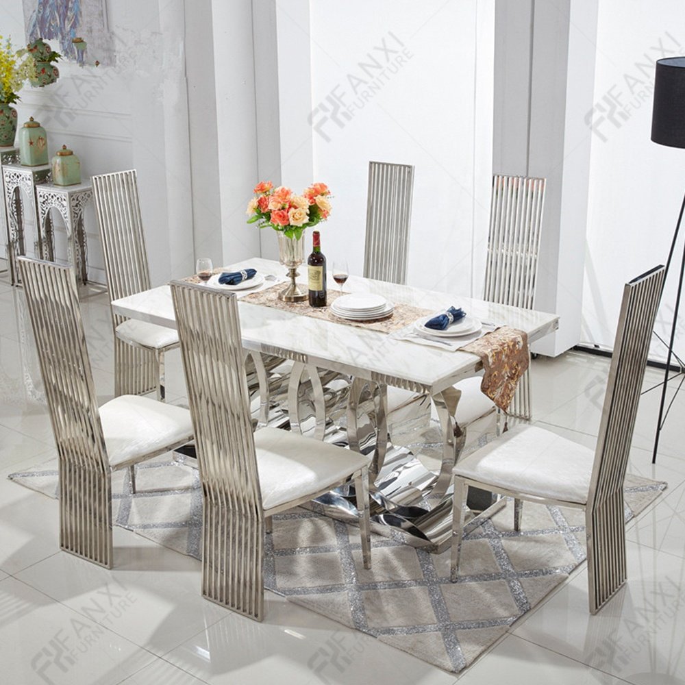 Living room furniture factory modern dinning table and chair set luxury marble dining table set 6 seater dining tables