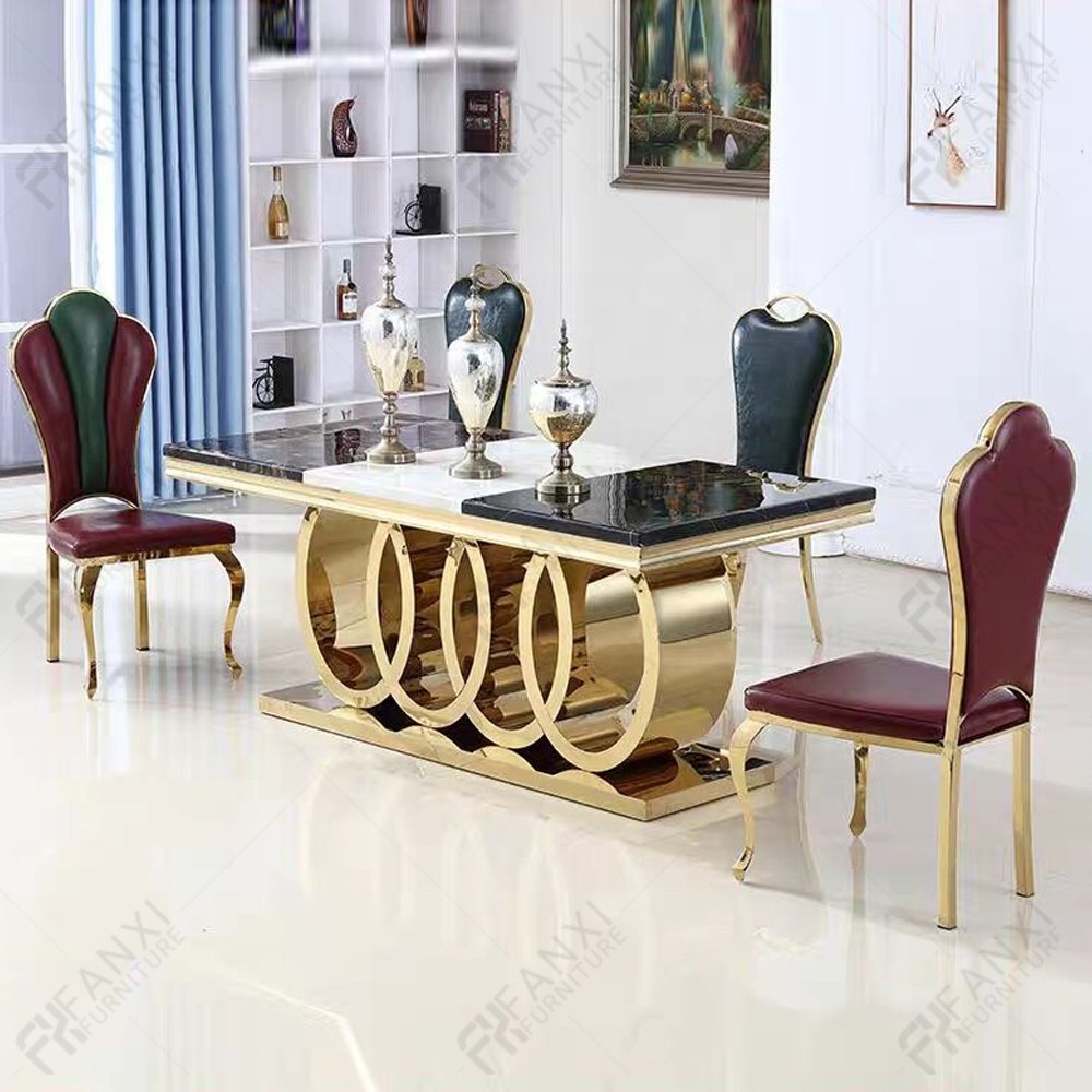 Living room furniture factory modern dinning table and chair set luxury marble dining table set 6 seater dining tables