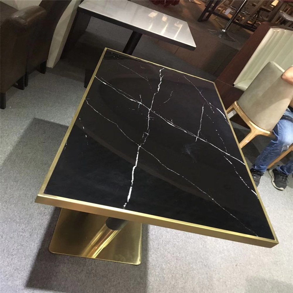 Simple Nordic marble dining table, home living room dining table, coffee shop milk tea shop stainless steel table
