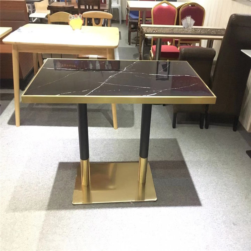 Simple Nordic marble dining table, home living room dining table, coffee shop milk tea shop stainless steel table