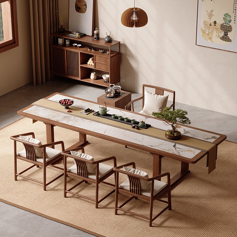 Living Room Walnut Furniture Rustic Style 8 Or 10 Persons Solid Wood Luxury Kitchen Tea Dining Table