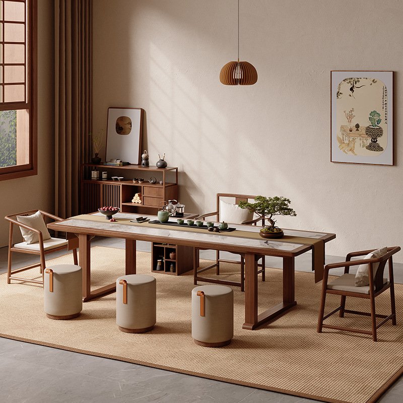 Living Room Walnut Furniture Rustic Style 8 Or 10 Persons Solid Wood Luxury Kitchen Tea Dining Table