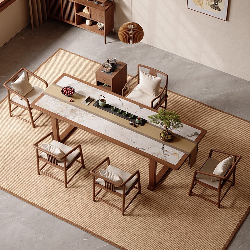 Living Room Walnut Furniture Rustic Style 8 Or 10 Persons Solid Wood Luxury Kitchen Tea Dining Table