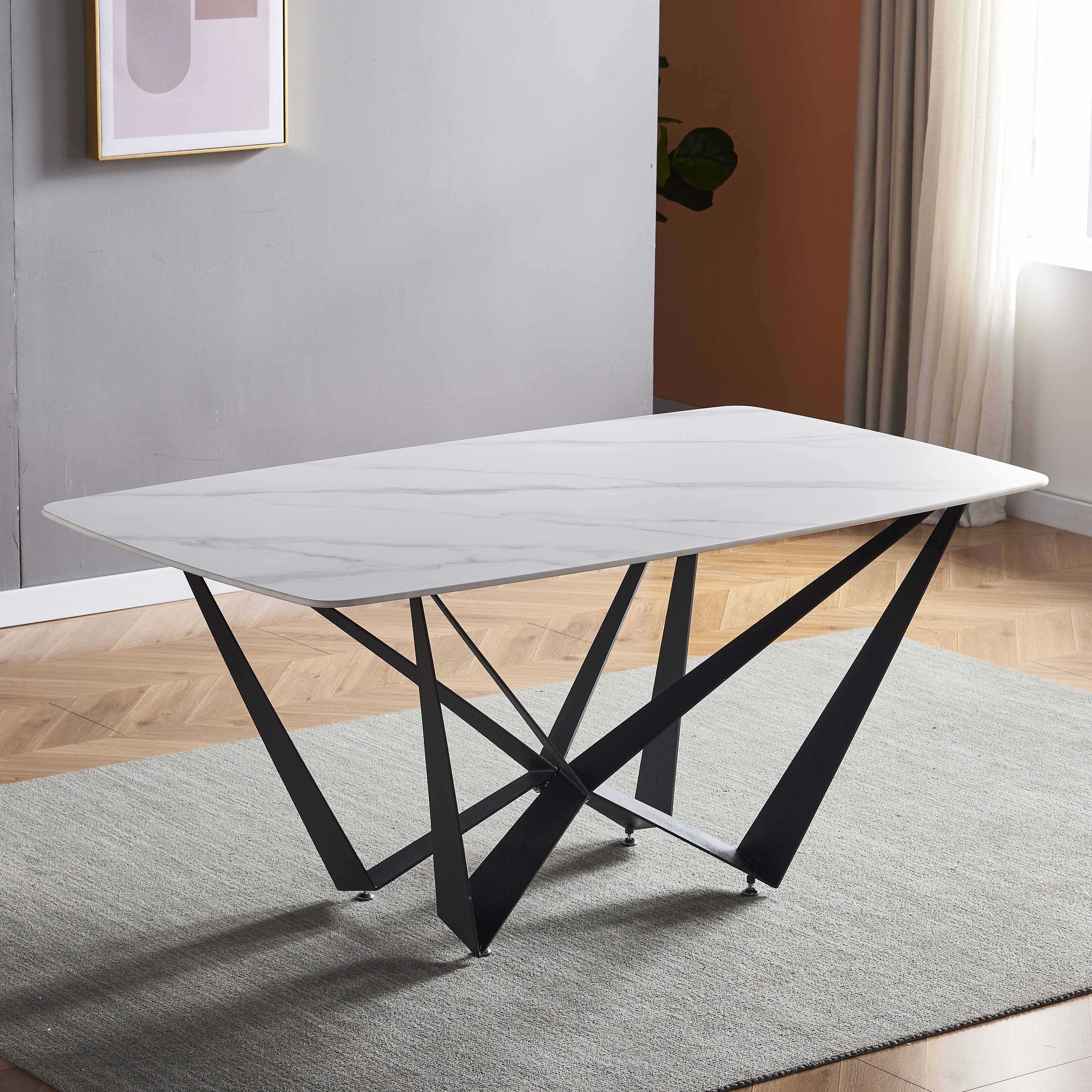 Italian minimalist rock board dining table and chair combination Nordic home small apartment table modern minimalist light