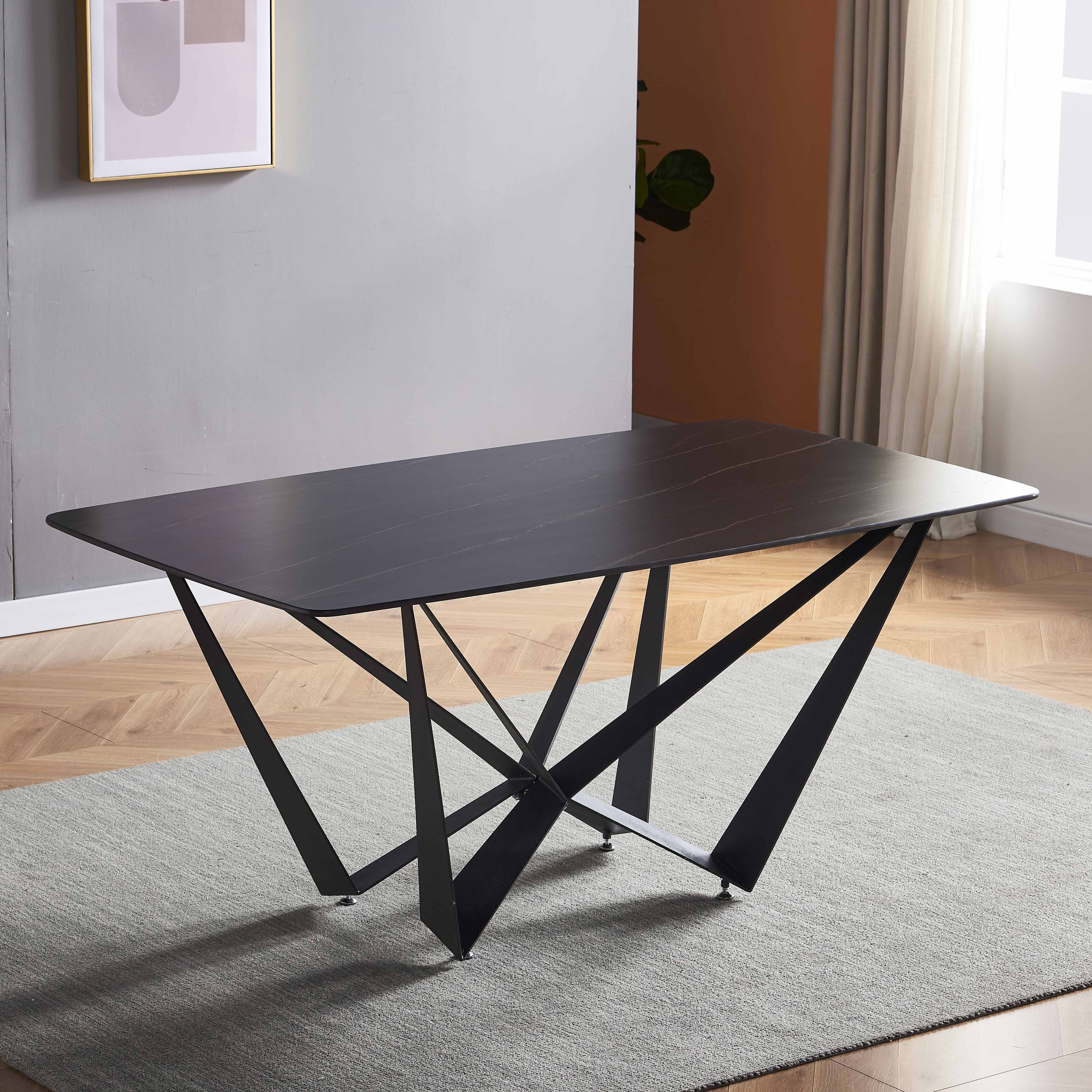 Italian minimalist rock board dining table and chair combination Nordic home small apartment table modern minimalist light