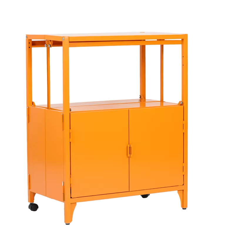Foldable Steel Storage Furniture with Wheels Living Room Metal Side Table Kitchen Metal Cabinets Home & Cafe Use Sofa Side Table
